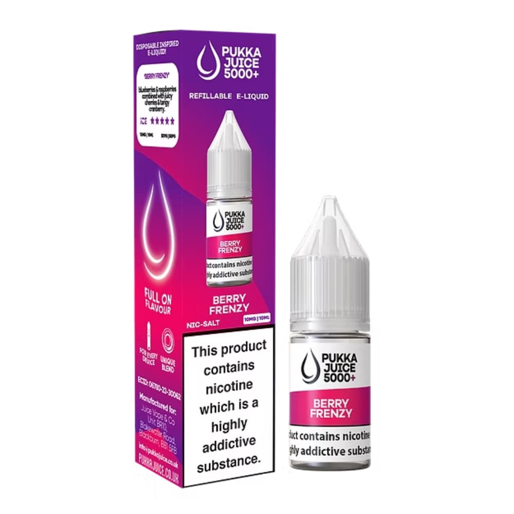  Berry Frenzy / 20mg Pukka Juice 5000+ Nic Salts e liquids 10ml Box of 10