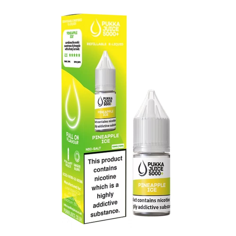  Pineapple Ice / 10mg Pukka Juice 5000+ Nic Salts e liquids 10ml Box of 10