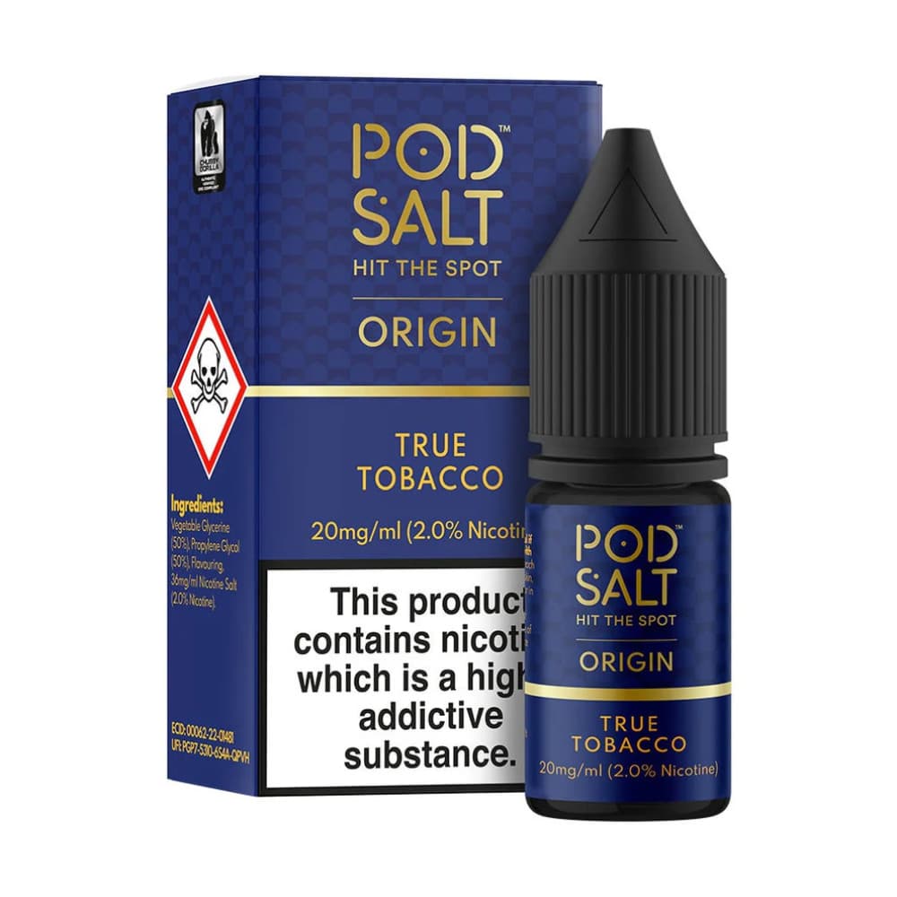  True Tobacco / 20mg Pod Salt Origin Nic Salts e liquids 10ml Box of 5