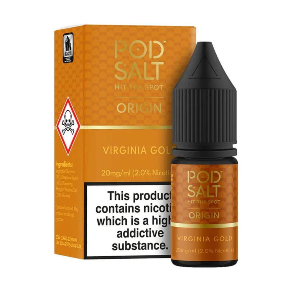  Virgina Gold / 20mg Pod Salt Origin Nic Salts e liquids 10ml Box of 5