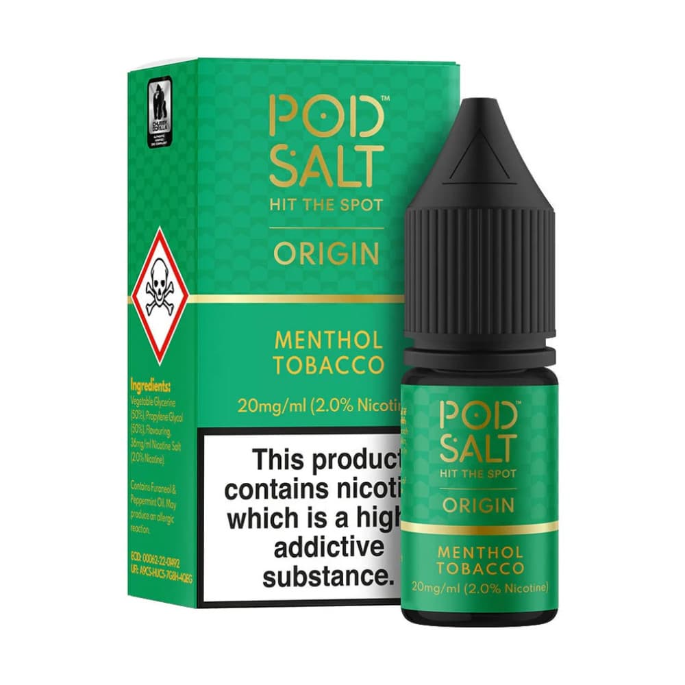  Menthol Tobacco / 20mg Pod Salt Origin Nic Salts e liquids 10ml Box of 5