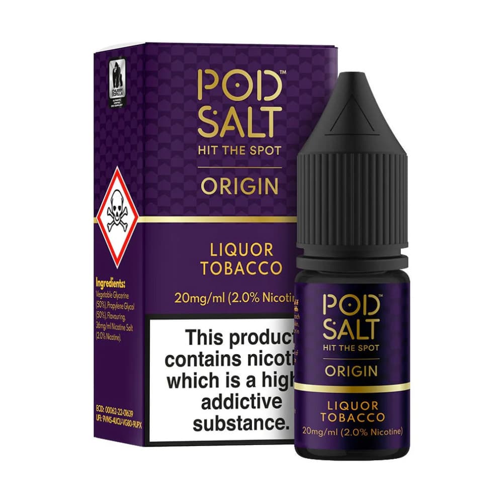  Liquor Tobacco / 20mg Pod Salt Origin Nic Salts e liquids 10ml Box of 5