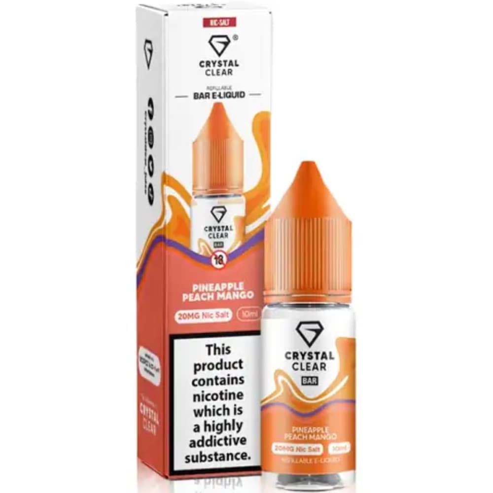  Pineapple Peach Mango / 20mg Crystal Clear Nic Salts e liquids 10ml Box of 10