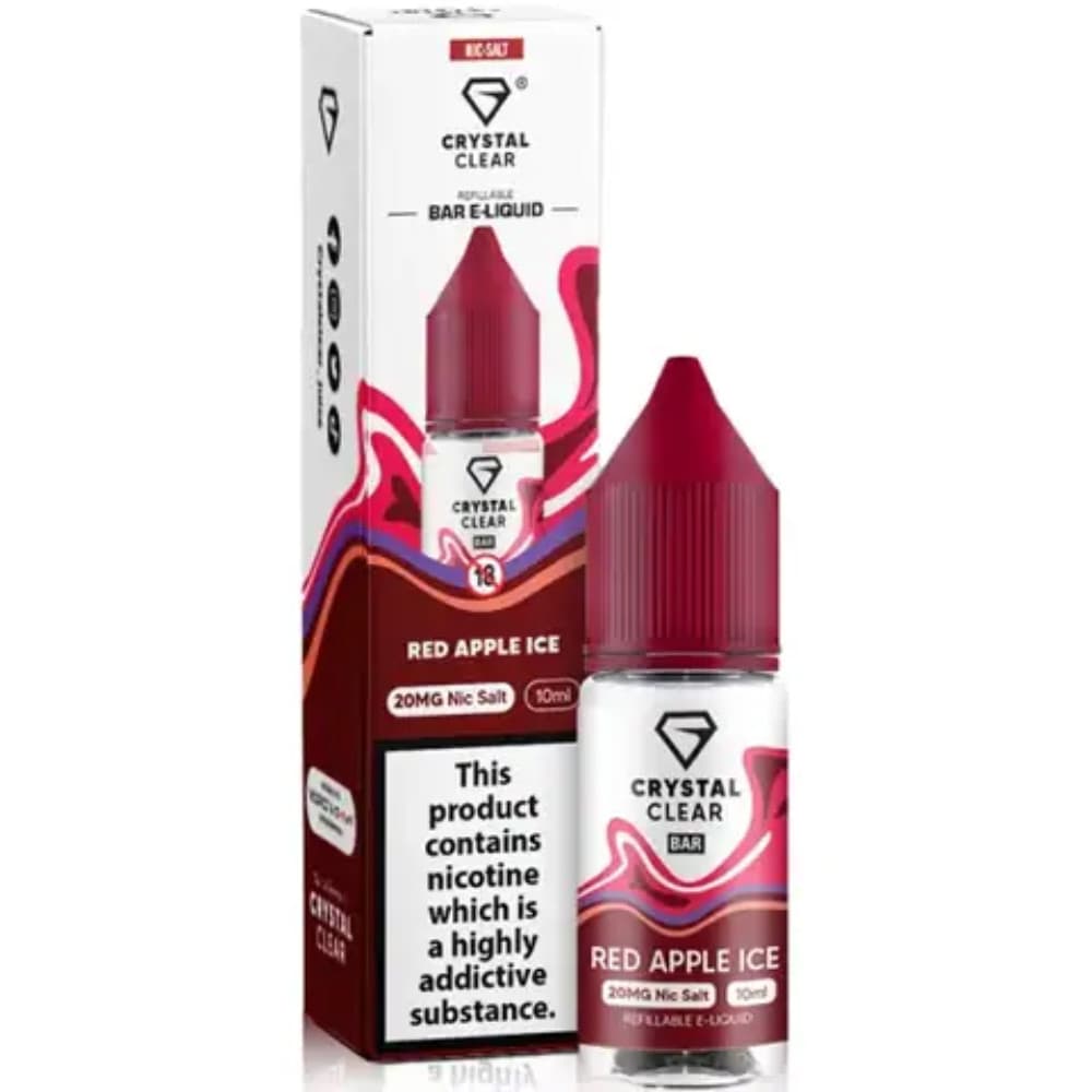  Red Apple Ice / 20mg Crystal Clear Nic Salts e liquids 10ml Box of 10