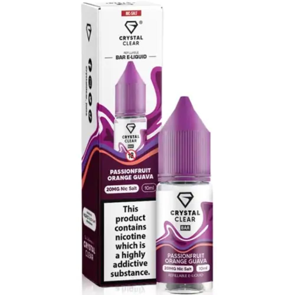  Passion Orange Guava / 10mg Crystal Clear Nic Salts e liquids 10ml Box of 10