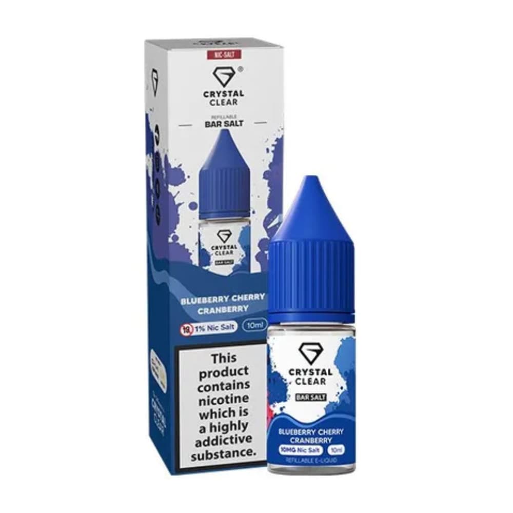  Blueberry Cherry Cranberry / 10mg Crystal Clear Nic Salts e liquids 10ml Box of 10
