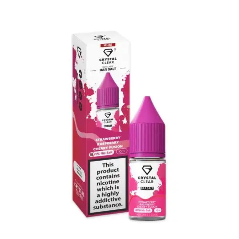  Strawberry Raspberry Cherry / 10mg Crystal Clear Nic Salts e liquids 10ml Box of 10