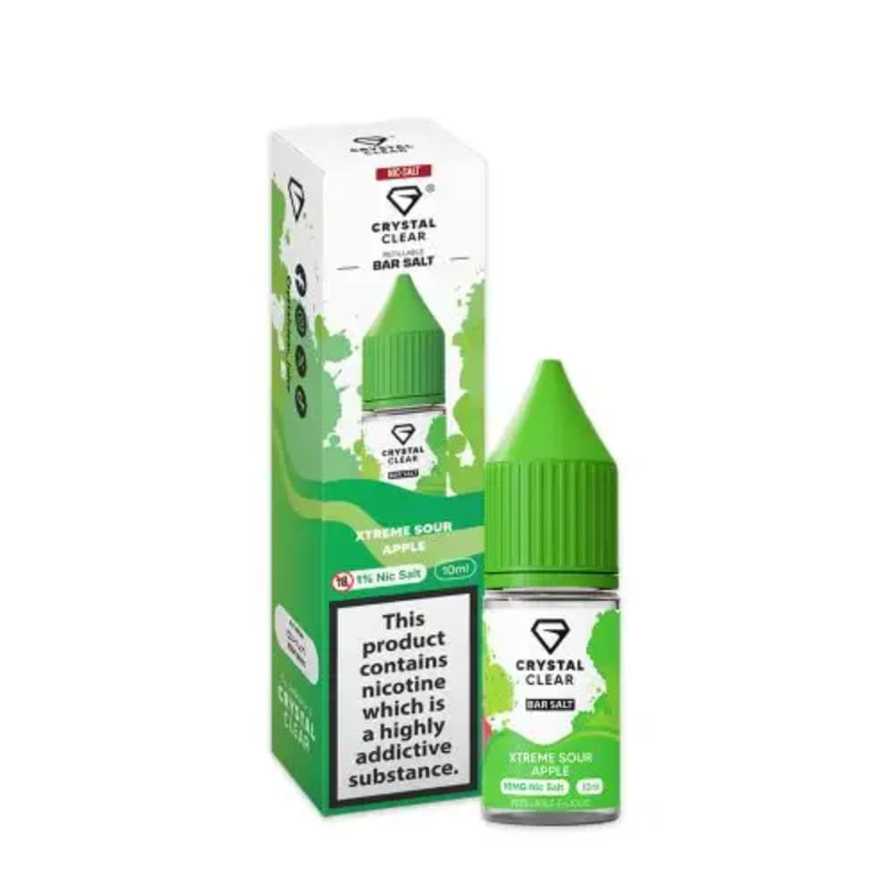  Xtreme Sour Apple / 20mg Crystal Clear Nic Salts e liquids 10ml Box of 10