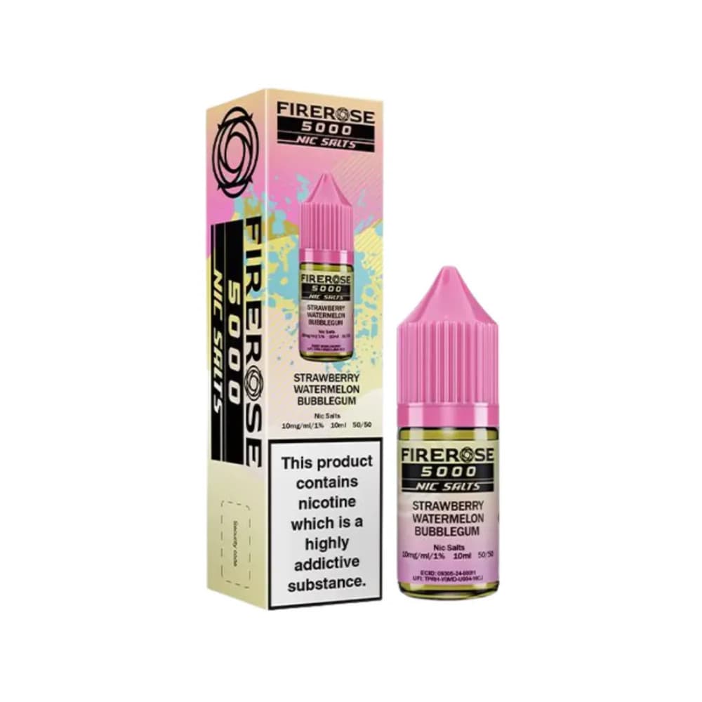  Strawberry Watermelon Bubblegum / 10mg Firerose 5000 Nic Salts e liquids 10ml Box of 10