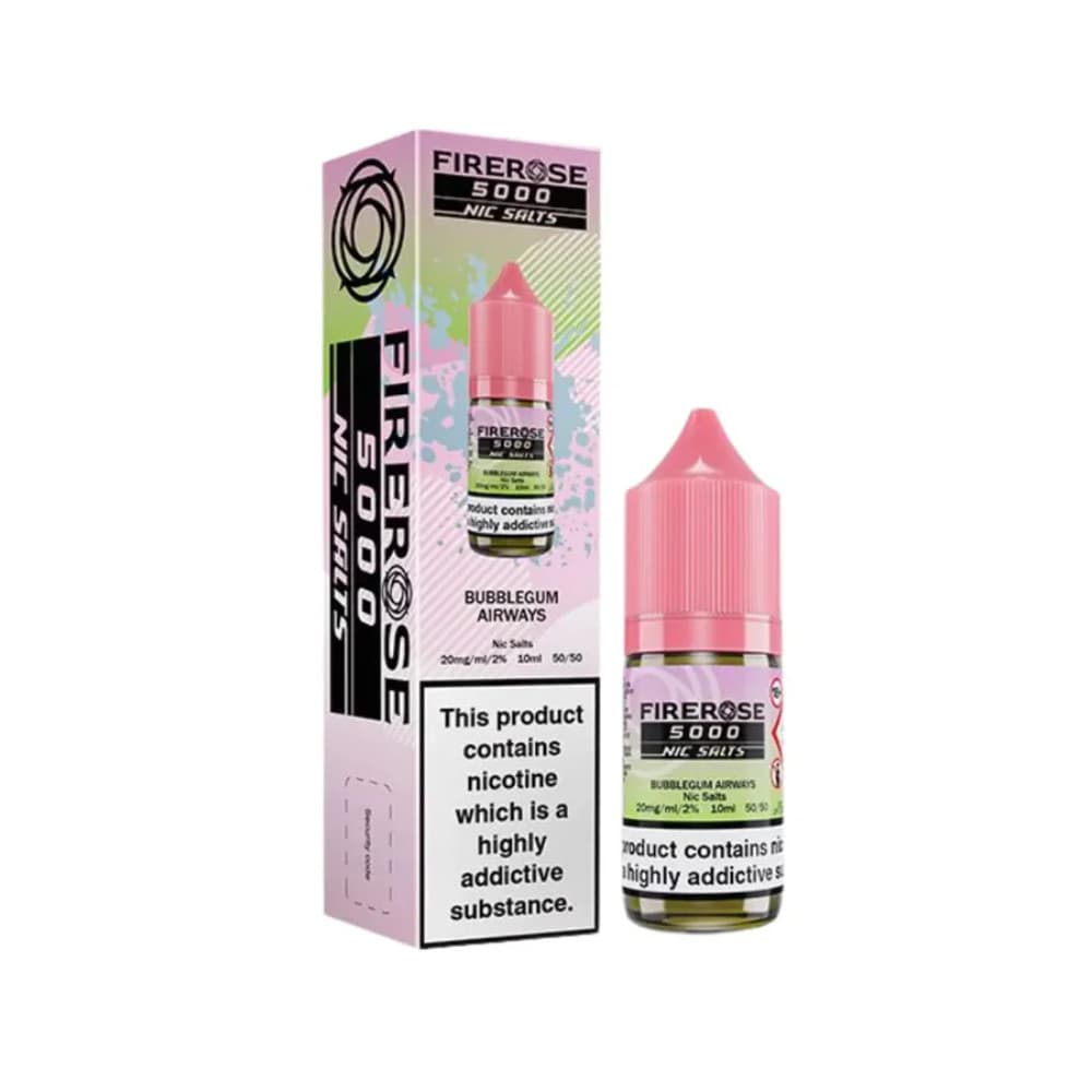  Bubblegum Airways / 10mg Firerose 5000 Nic Salts e liquids 10ml Box of 10
