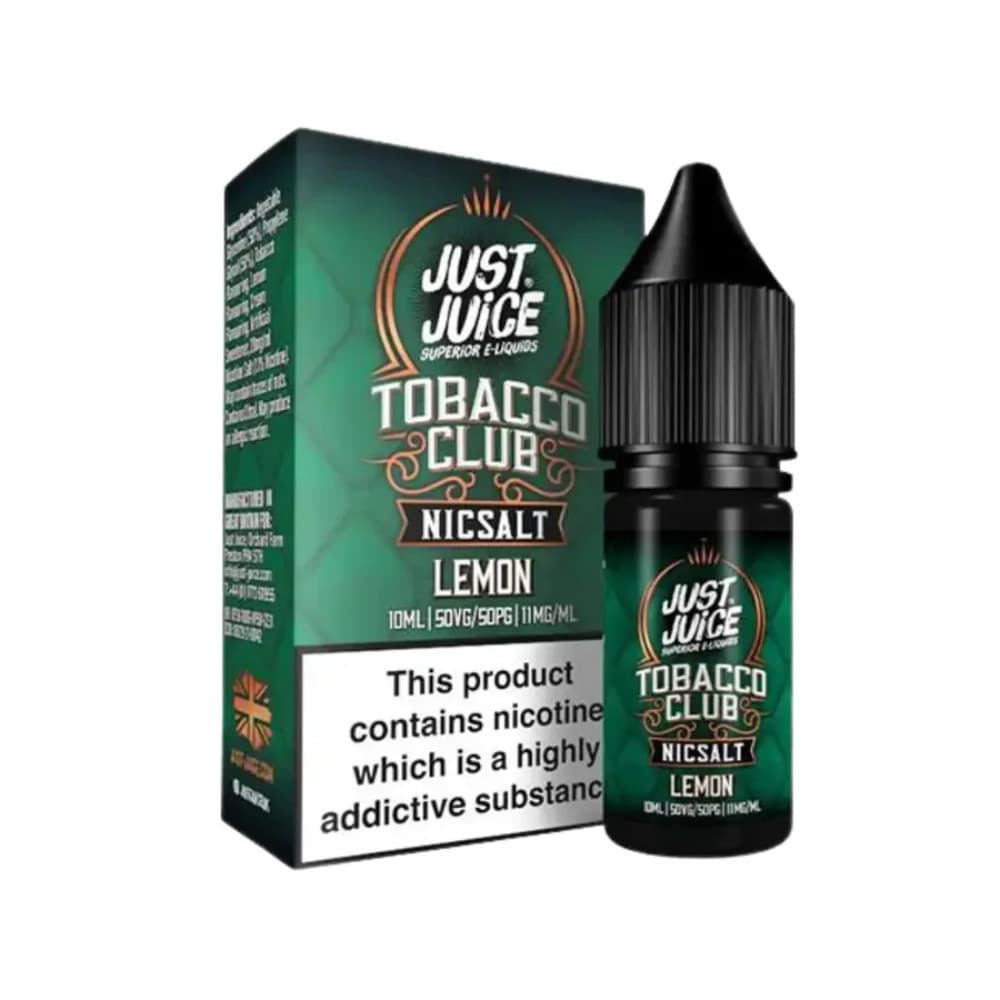  Lemon Tobacco / 10mg Just Juice Tobacco Club Nic Salts e liquids 10ml Box of 5