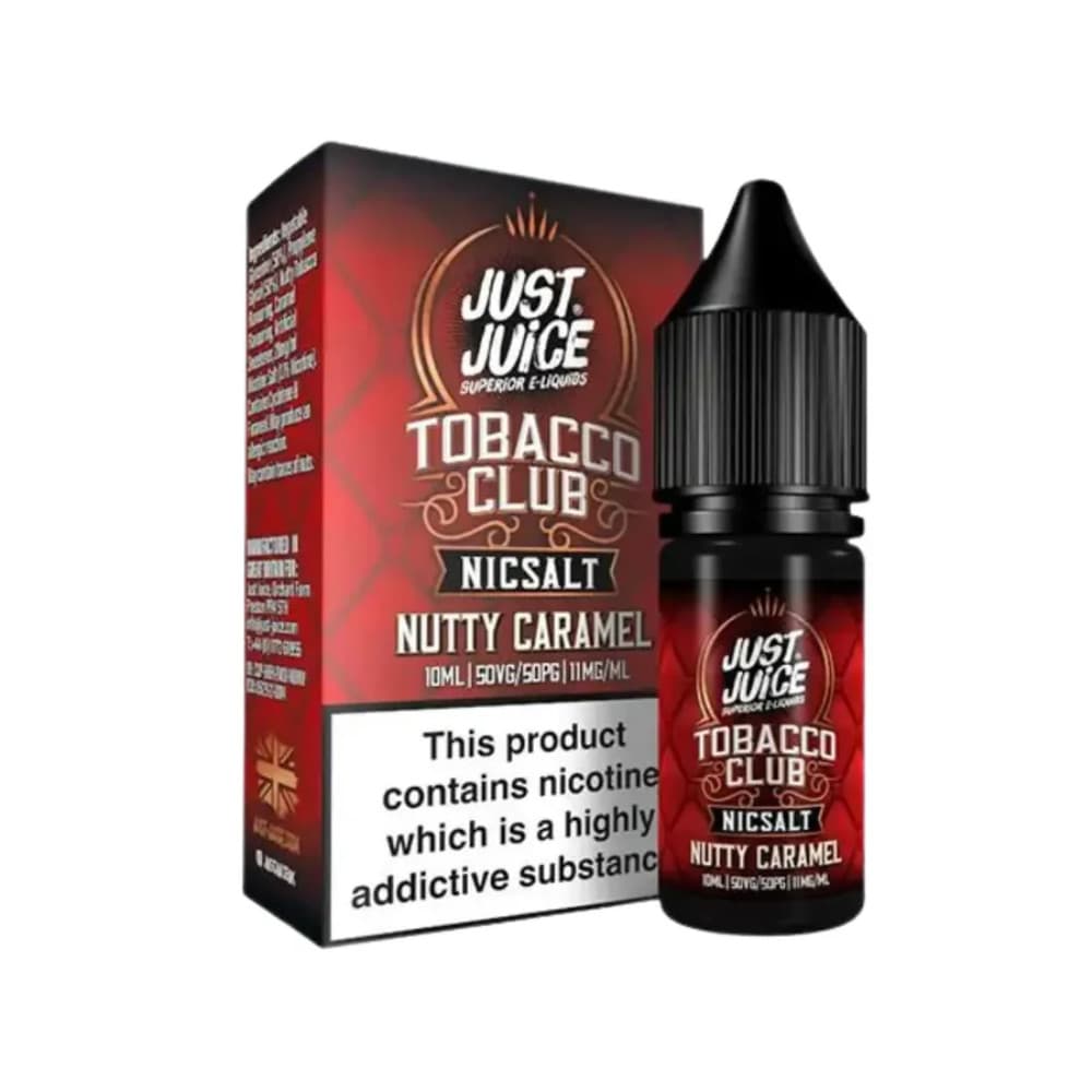  Nutty Caramel Tobacco / 10mg Just Juice Tobacco Club Nic Salts e liquids 10ml Box of 5