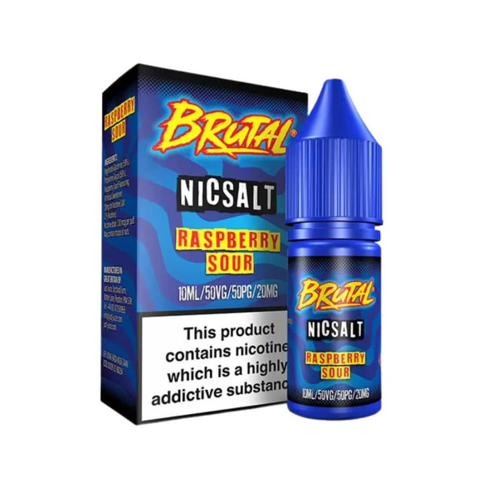  Raspberry Sour / 10mg Just Juice Brutal Nic Salts e liquids 10ml Box of 5