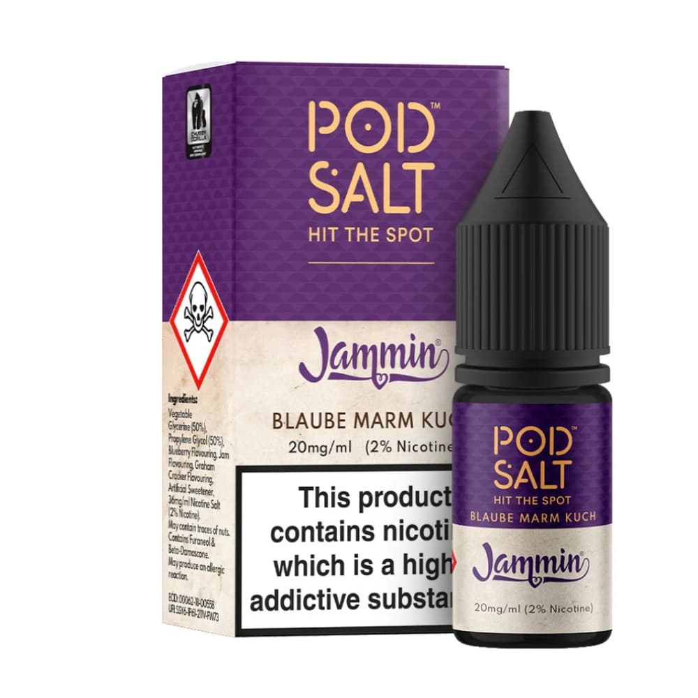  Jammin - Blueberry Jam Tart / 11mg Pod Salt Fusions Nic Salts e liquids 10ml Box of 5