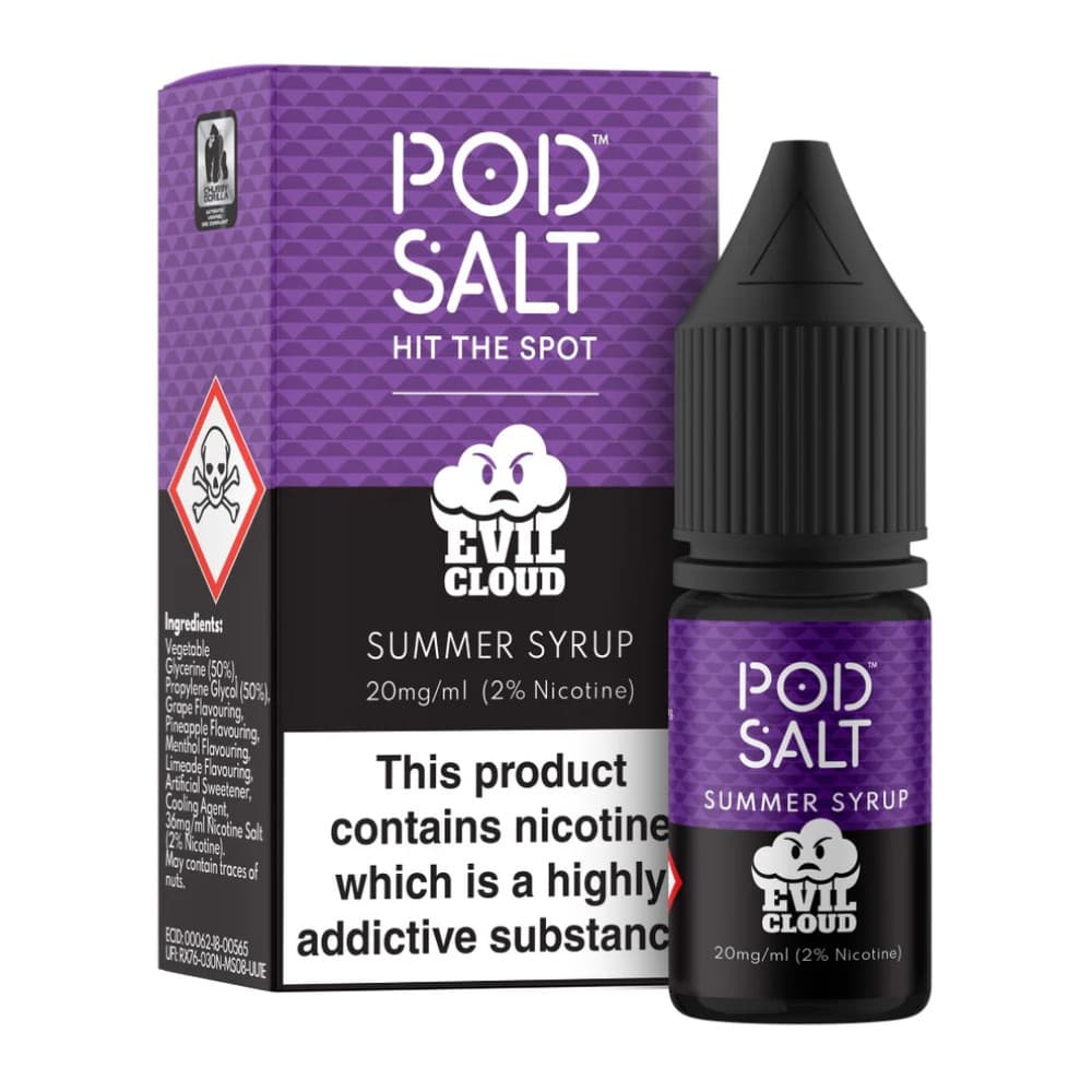  Evil Cloud - Summer Syrup / 20mg Pod Salt Fusions Nic Salts e liquids 10ml Box of 5
