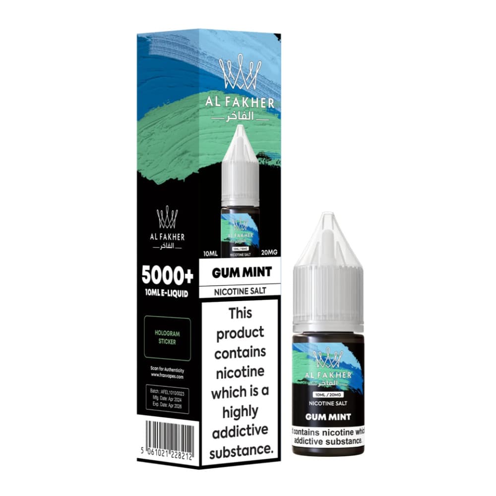  Gum Mint / 10mg Al Fakher Nic Salts e liquids 10ml Box of 10