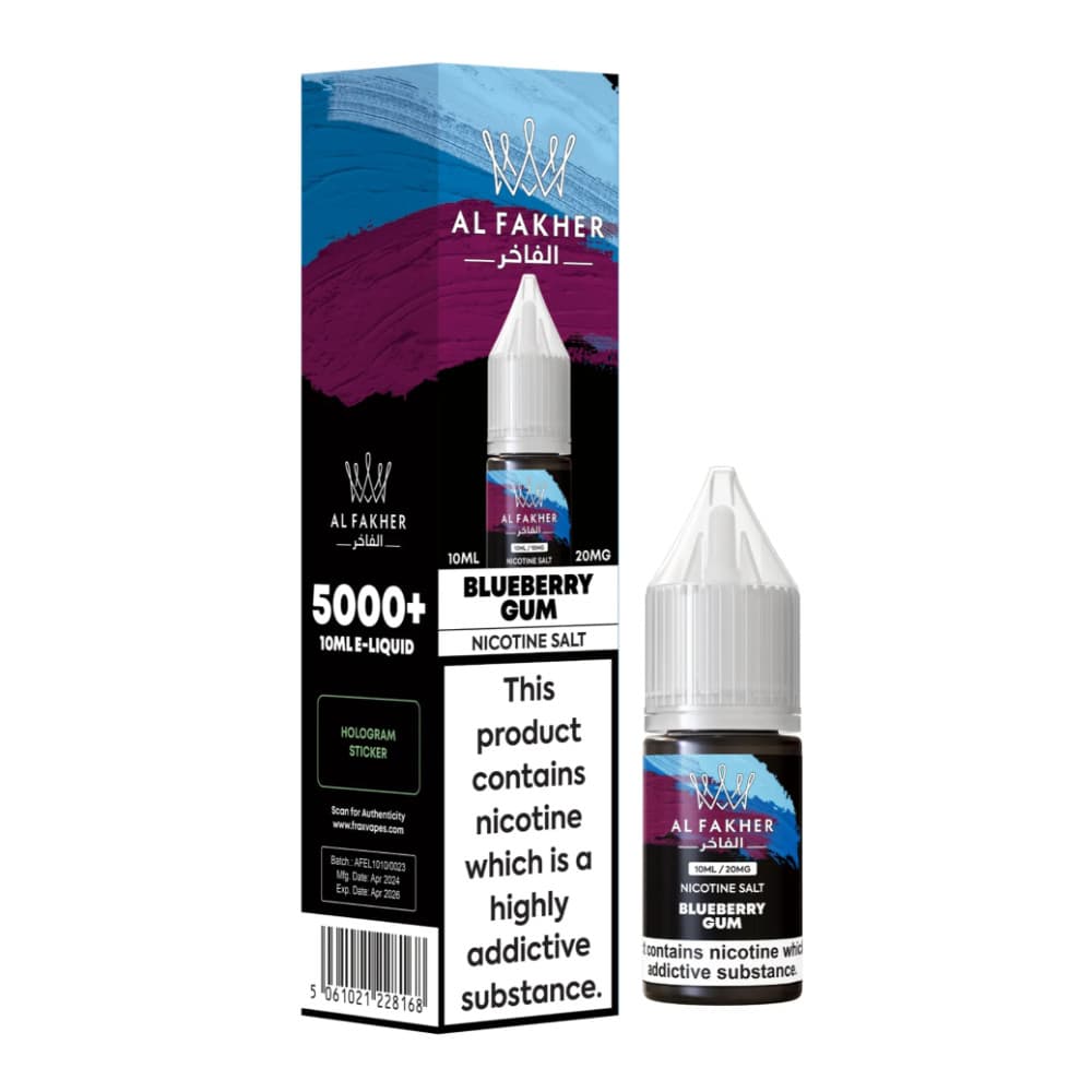  Blueberry Gum / 10mg Al Fakher Nic Salts e liquids 10ml Box of 10