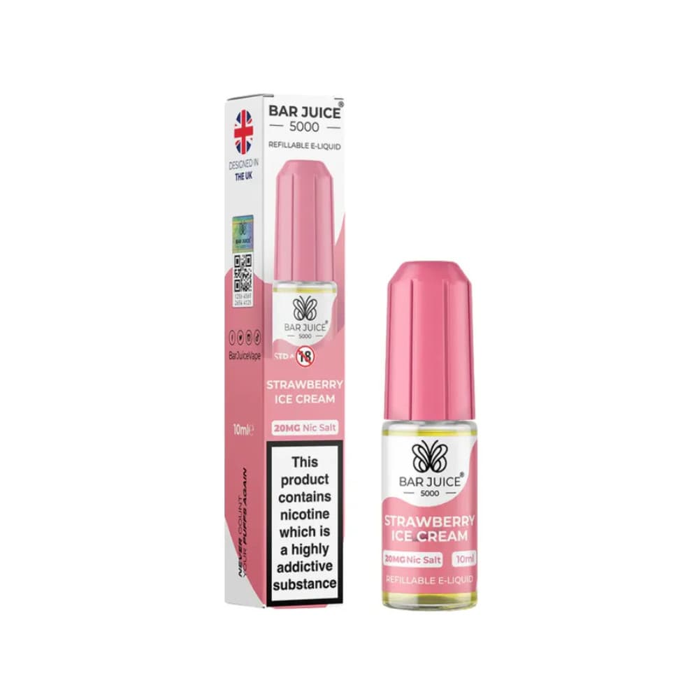  Strawberry Ice Cream / 20mg Bar Juice 5000 Nic Salts E-Liquids 10ml Box of 10