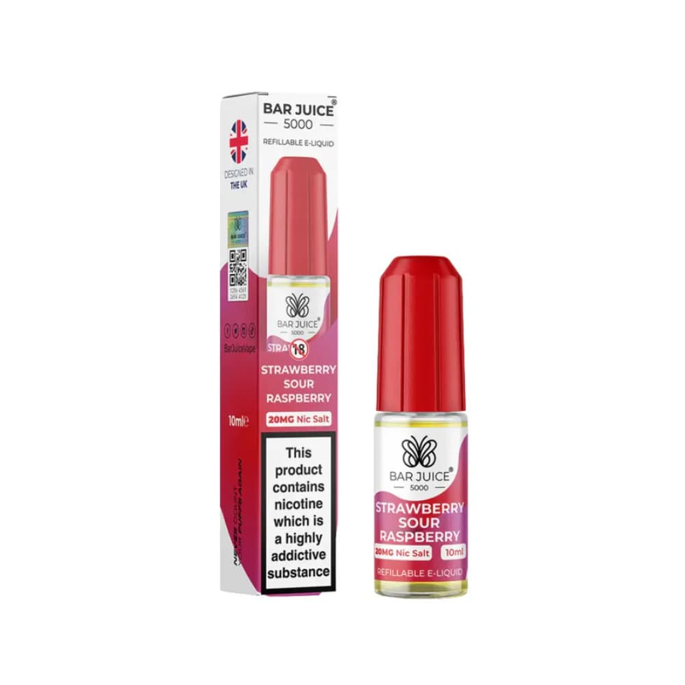  Strawberry Sour Raspberry / 20mg Bar Juice 5000 Nic Salts E-Liquids 10ml Box of 10