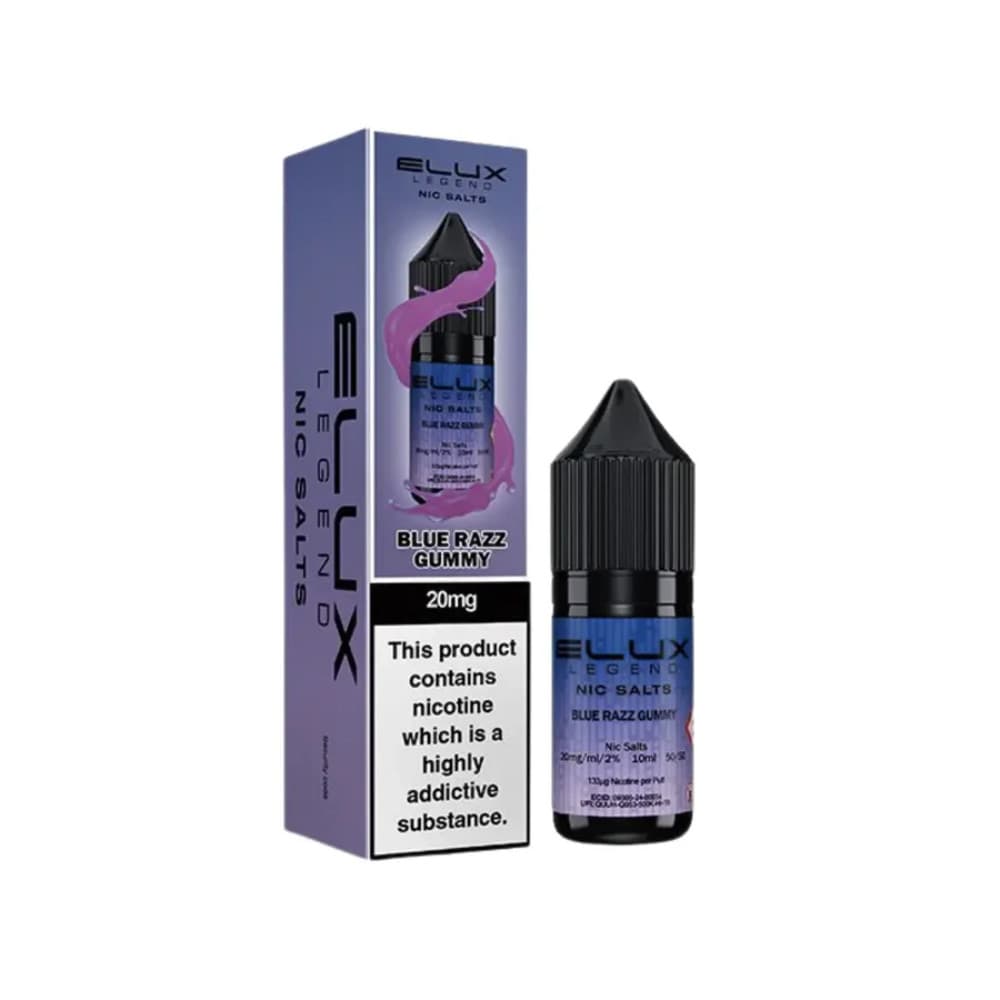  Blue Razz Gummy / 10mg Elux Legend Nic Salts E-Liquids 10ml Box of 10