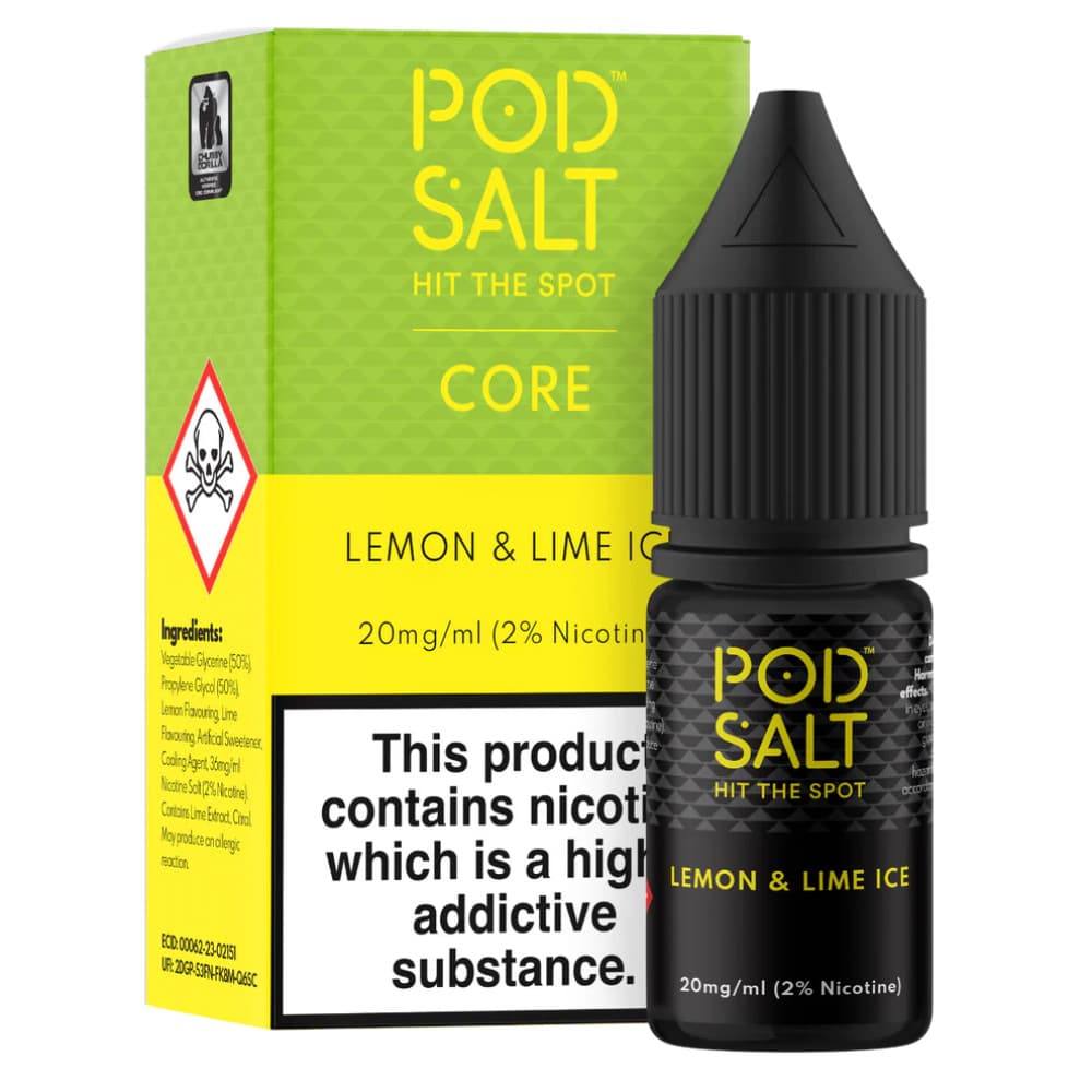  Lemon & Lime Ice / 20mg Pod Salt Core Nic Salts e liquids 10ml Box of 5