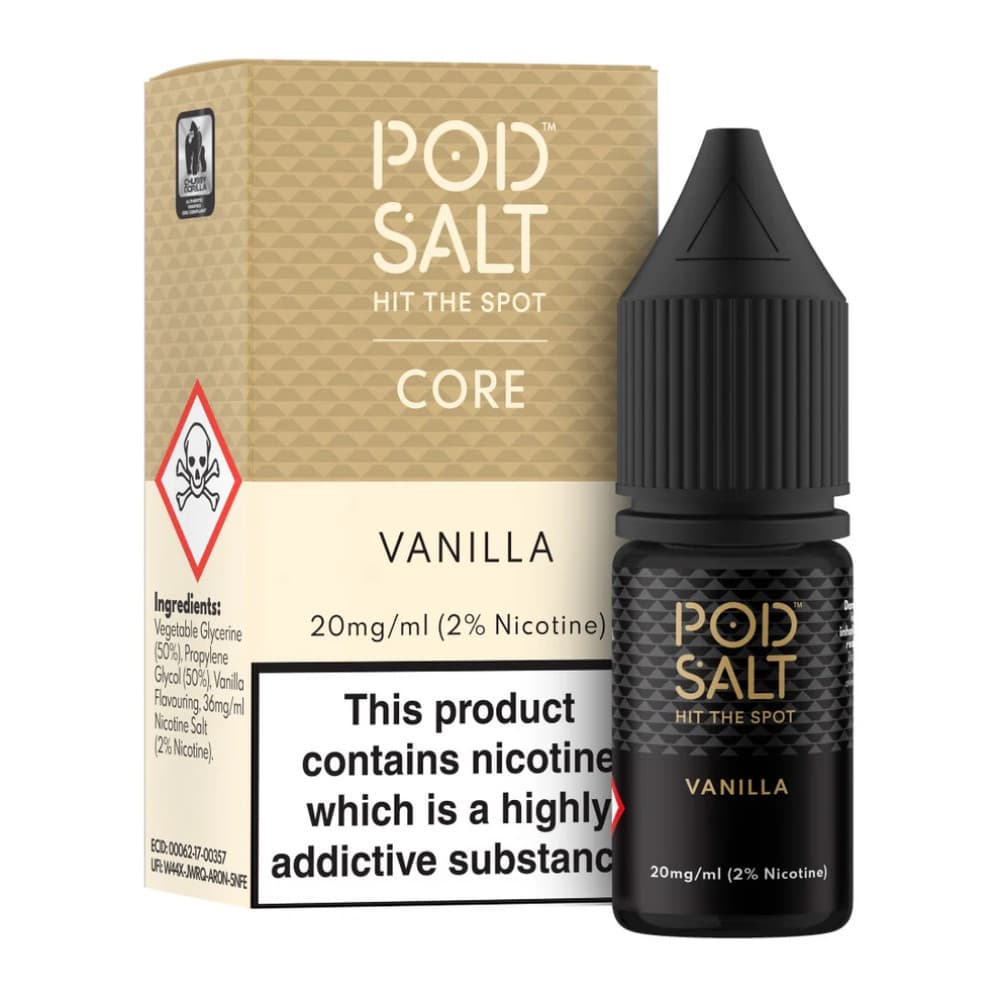 Vanilla / 20mg Pod Salt Core Nic Salts e liquids 10ml Box of 5