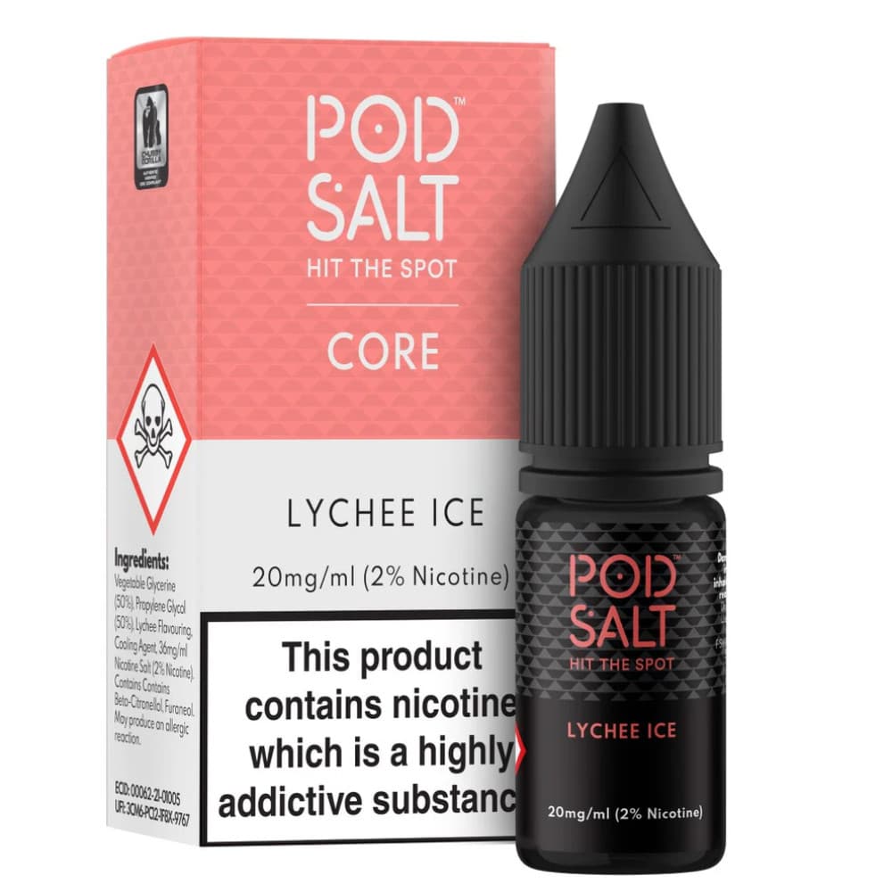  Lychee Ice / 11mg Pod Salt Core Nic Salts e liquids 10ml Box of 5