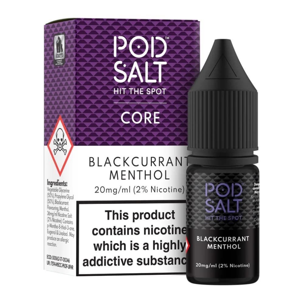  Blackcurrant Menthol / 11mg Pod Salt Core Nic Salts e liquids 10ml Box of 5