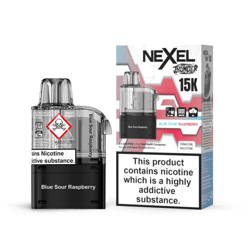  Blue Sour Raspberry Nexel Thunder 15k Pods Pack of 10