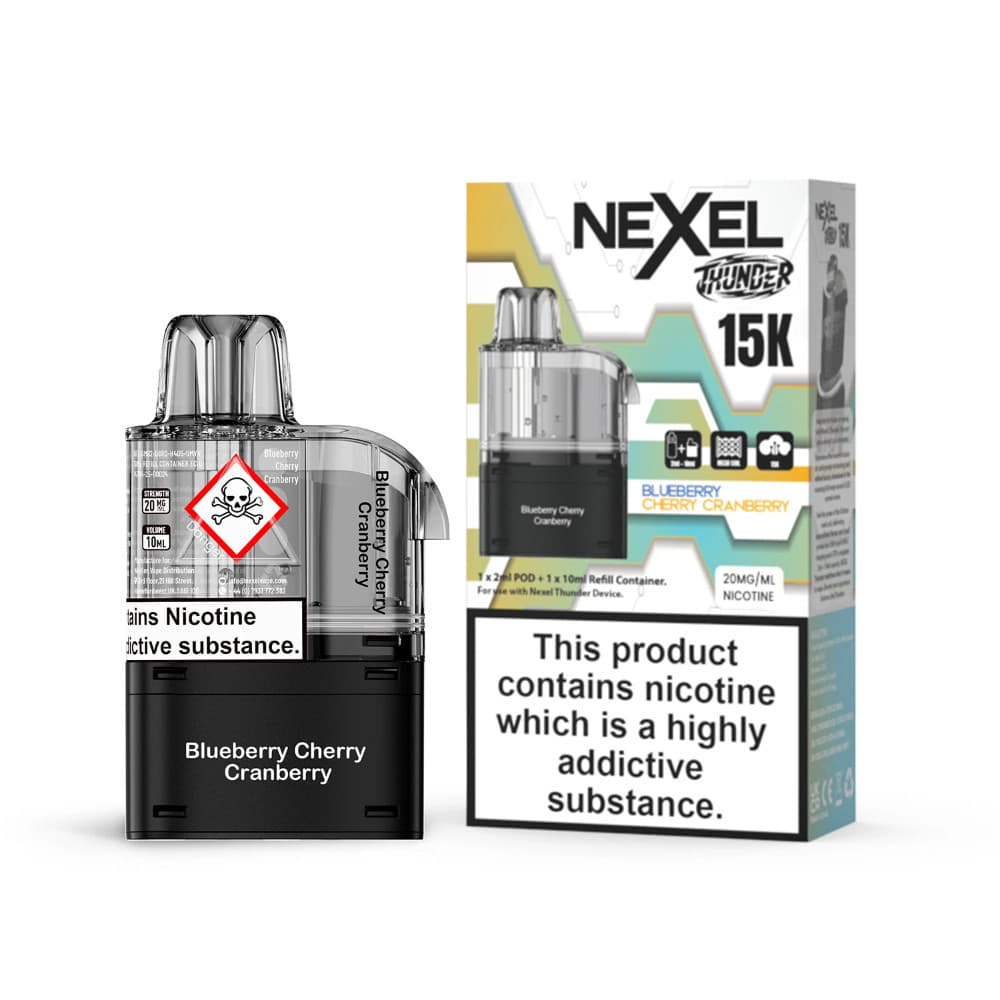  Blueberry Cherry Cranberry Nexel Thunder 15k Pods Pack of 10