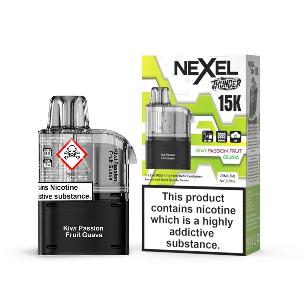  Kiwi Passionfruit Guava Nexel Thunder 15k Pods Pack of 10