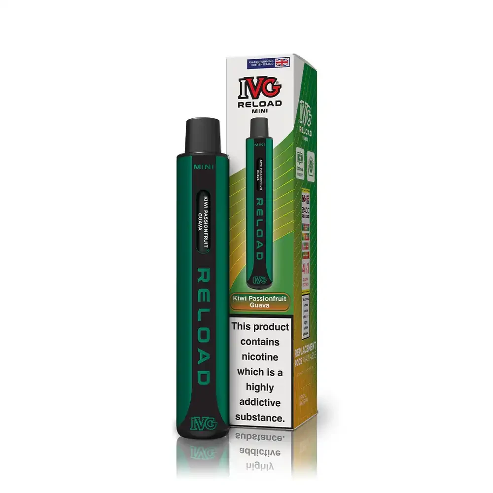  Kiwi Passionfruit Guava IVG Reload Mini 600 Vape Kit Box of 10