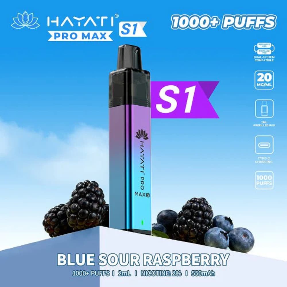  Blue Sour Raspberry Hayati Pro Max S1 Vape Kit Box of 10