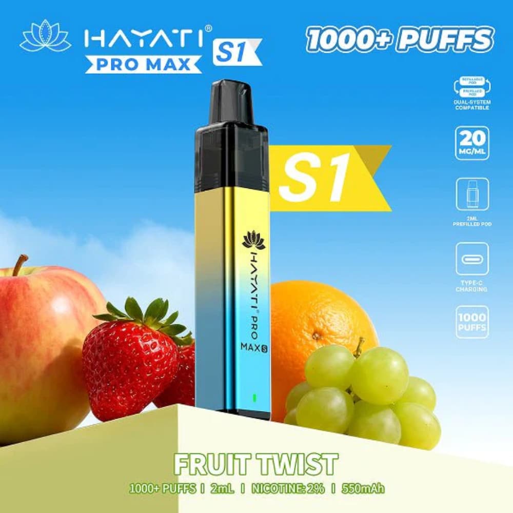  Fruit Twist Hayati Pro Max S1 Vape Kit Box of 10