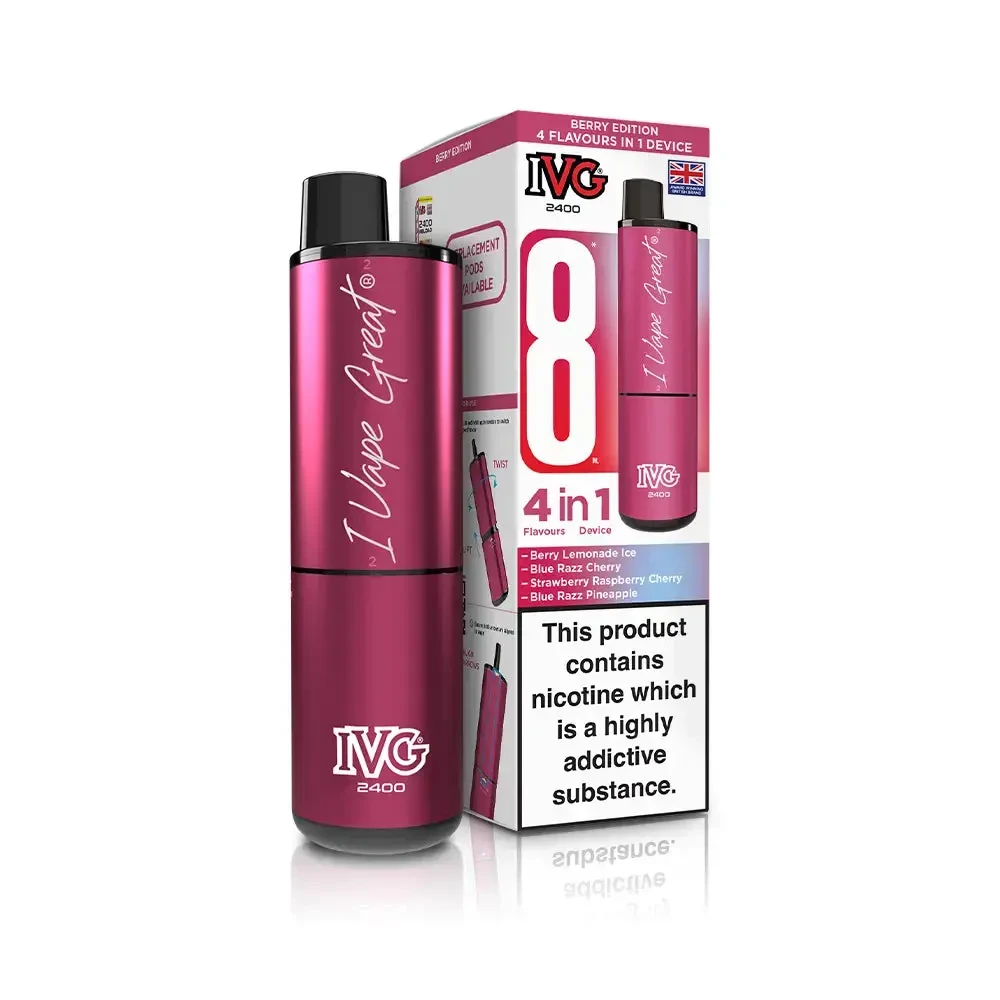  Berry Edition IVG 2400 Prefilled Pod Vape Kit Box of 5
