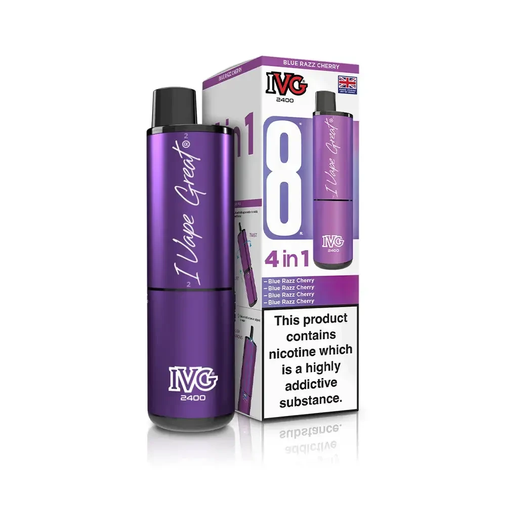  Blue Razz Cherry IVG 2400 Prefilled Pod Vape Kit Box of 5