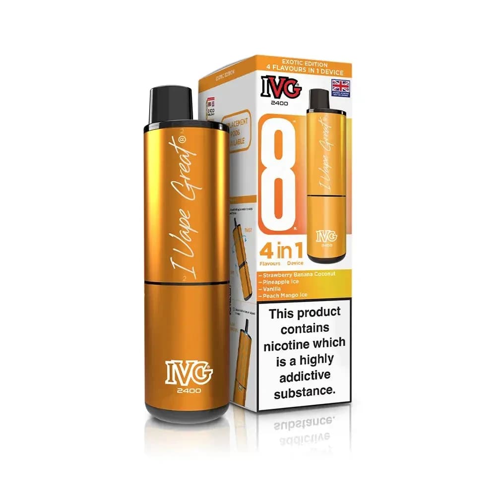  Exotic Edition IVG 2400 Prefilled Pod Vape Kit Box of 5