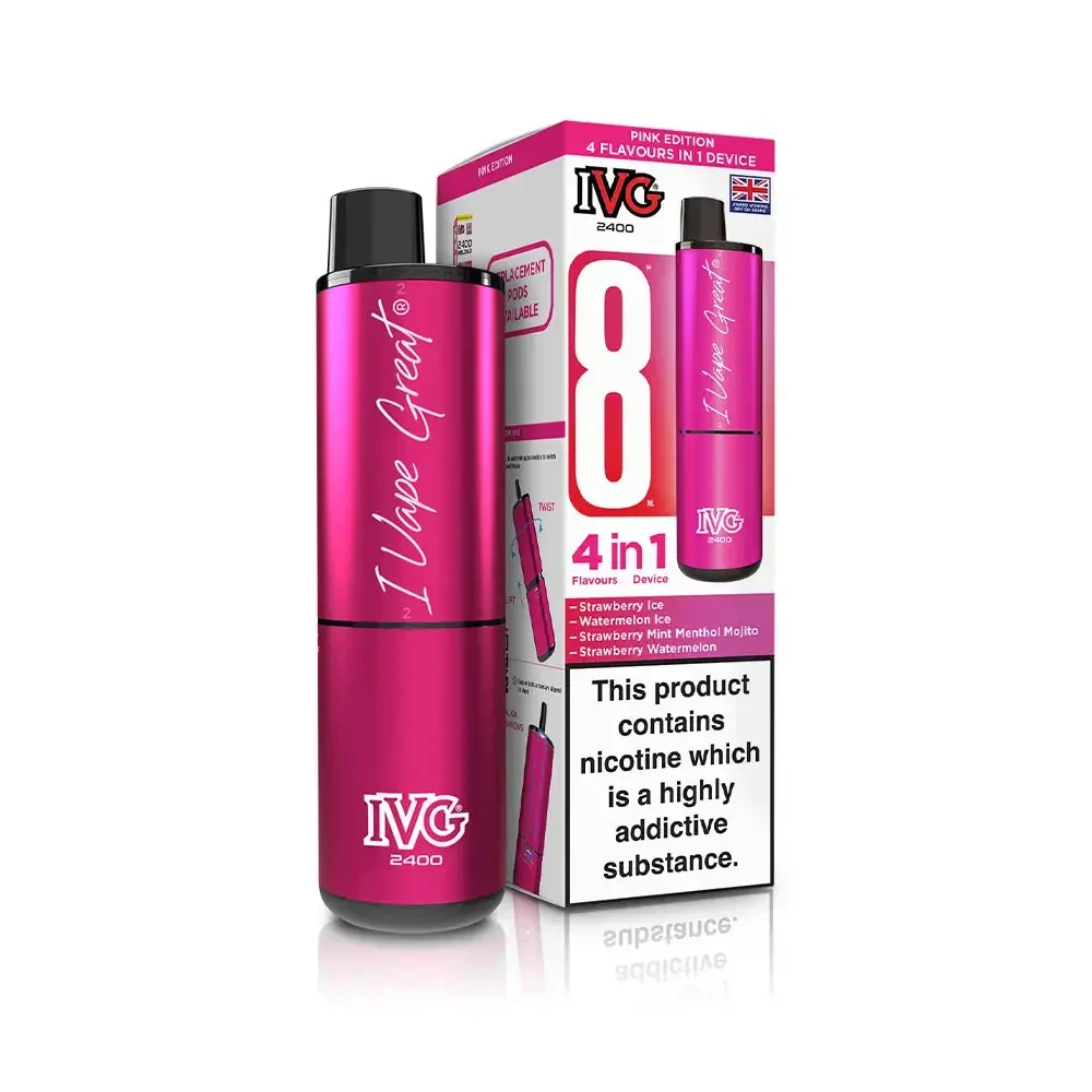  Pink Edition IVG 2400 Prefilled Pod Vape Kit Box of 5