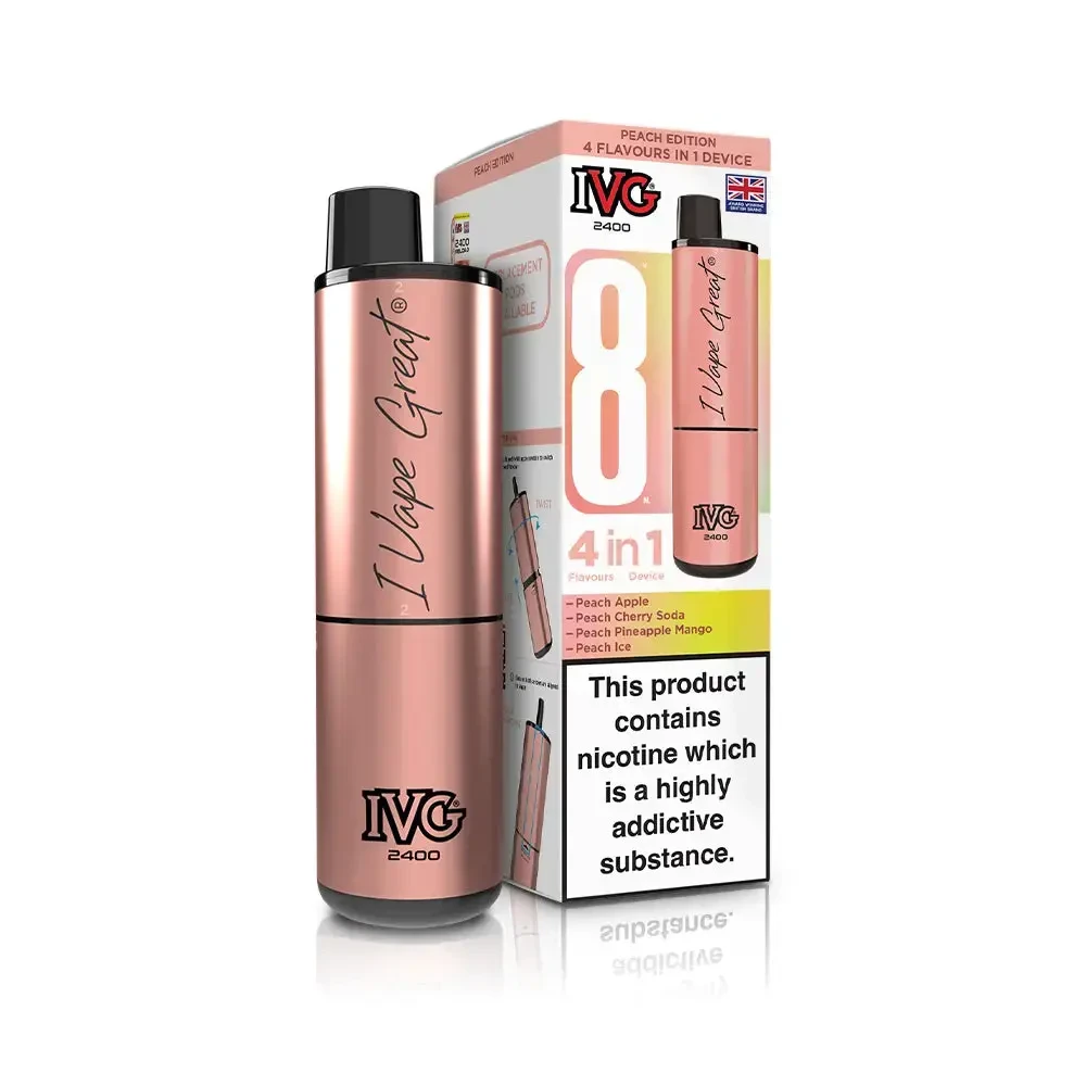  Peach Edition IVG 2400 Prefilled Pod Vape Kit Box of 5
