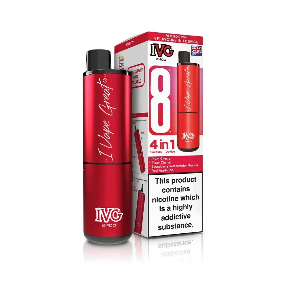  Red Edition IVG 2400 Prefilled Pod Vape Kit Box of 5