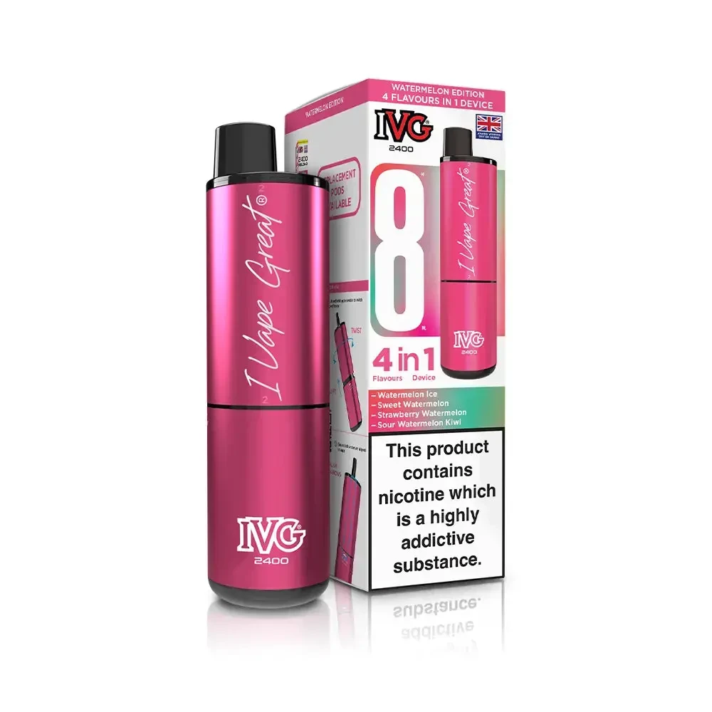  Watermelon Edition IVG 2400 Prefilled Pod Vape Kit Box of 5