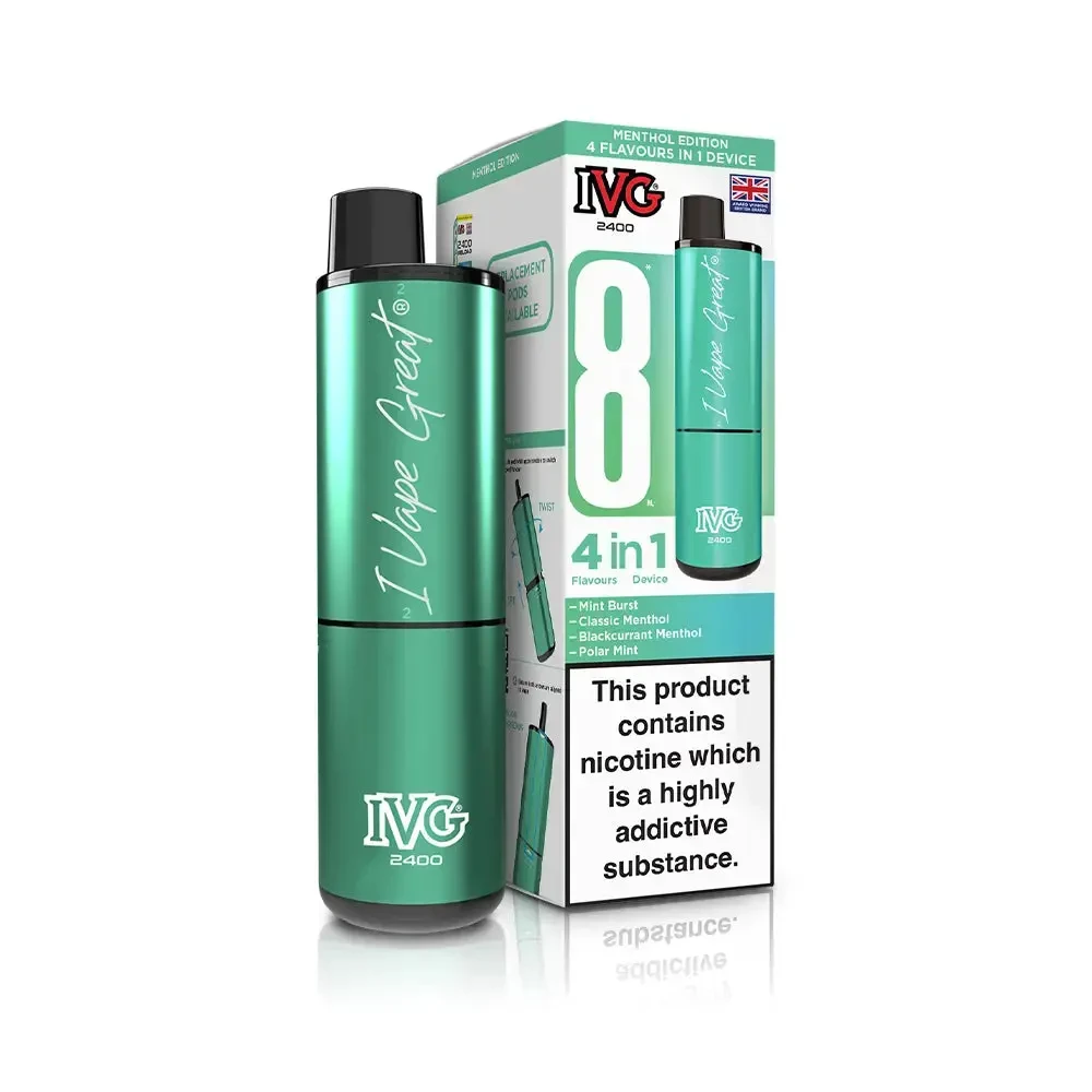  Menthol Edition IVG 2400 Prefilled Pod Vape Kit Box of 5