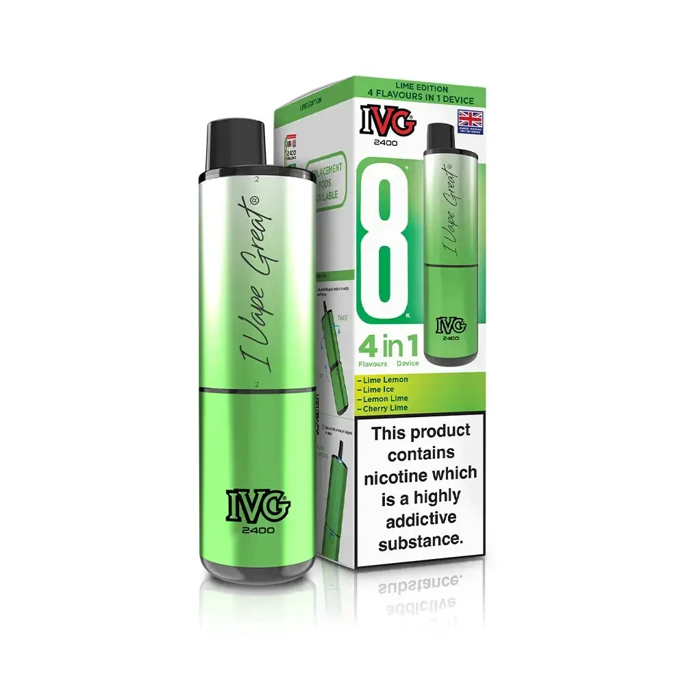  Lime Edition IVG 2400 Prefilled Pod Vape Kit Box of 5