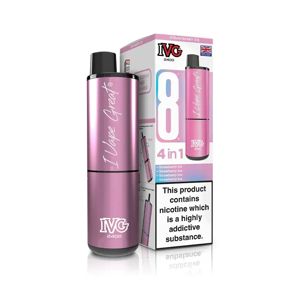 Strawberry Ice IVG 2400 Prefilled Pod Vape Kit Box of 5