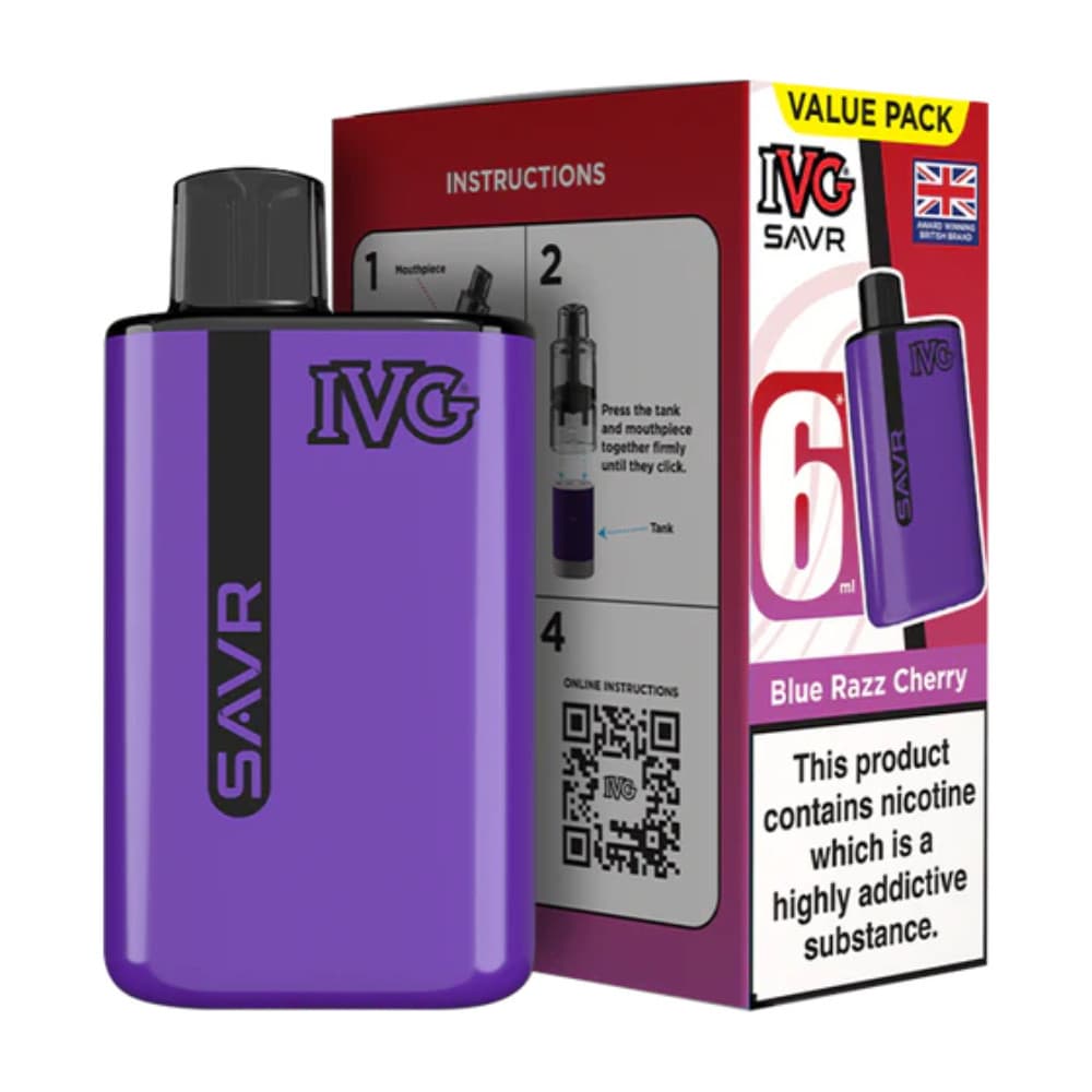  Blue Razz Cherry IVG Savr 3000 Vape Kit Box of 5