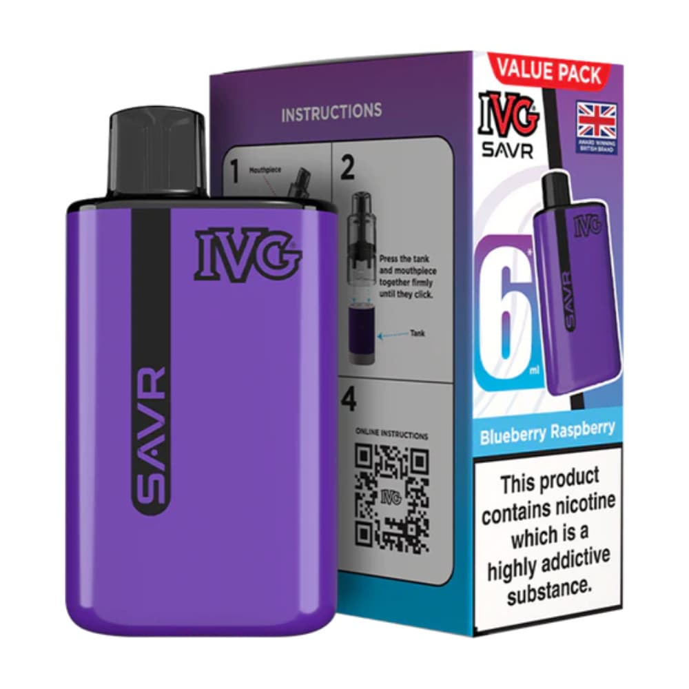  Blueberry Raspberry IVG Savr 3000 Vape Kit Box of 5
