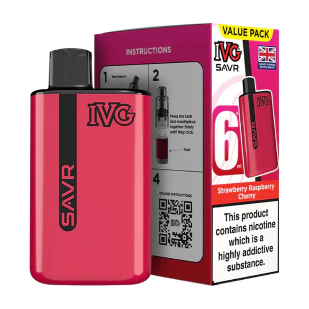  Strawberry Raspberry Cherry IVG Savr 3000 Vape Kit Box of 5
