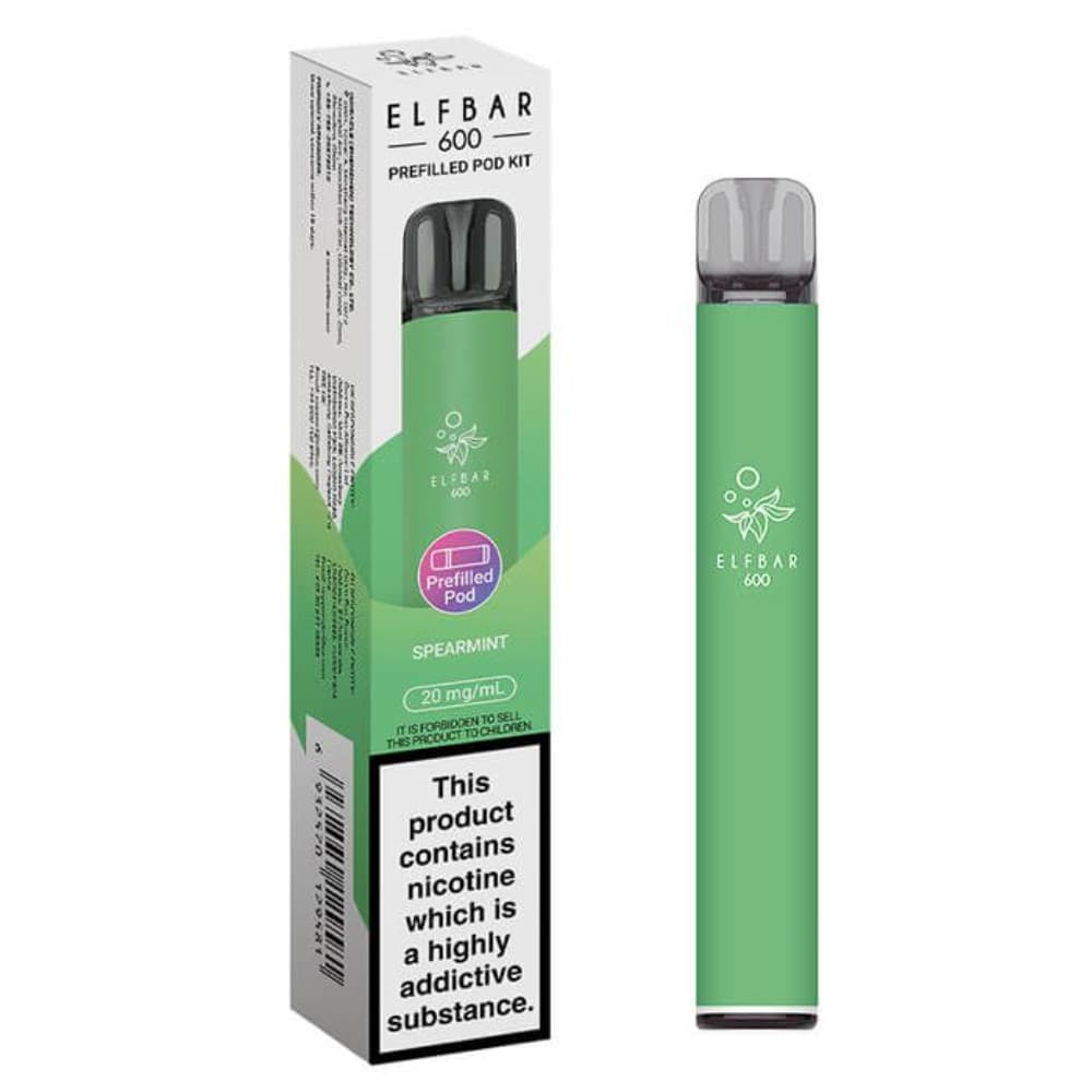  Spearmint Elf Bar 600 Prefilled Pod Kit Box of 10