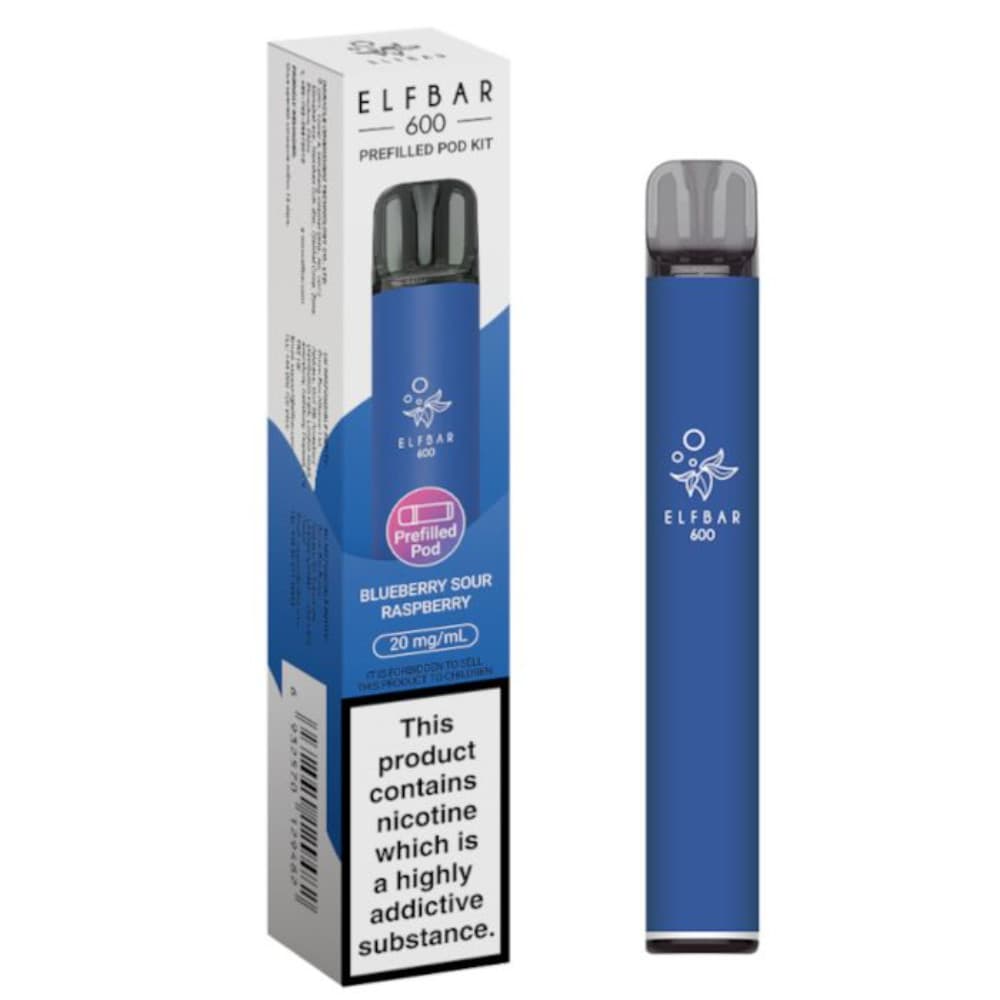  Blueberry Sour Raspberry Elf Bar 600 Prefilled Pod Kit Box of 10