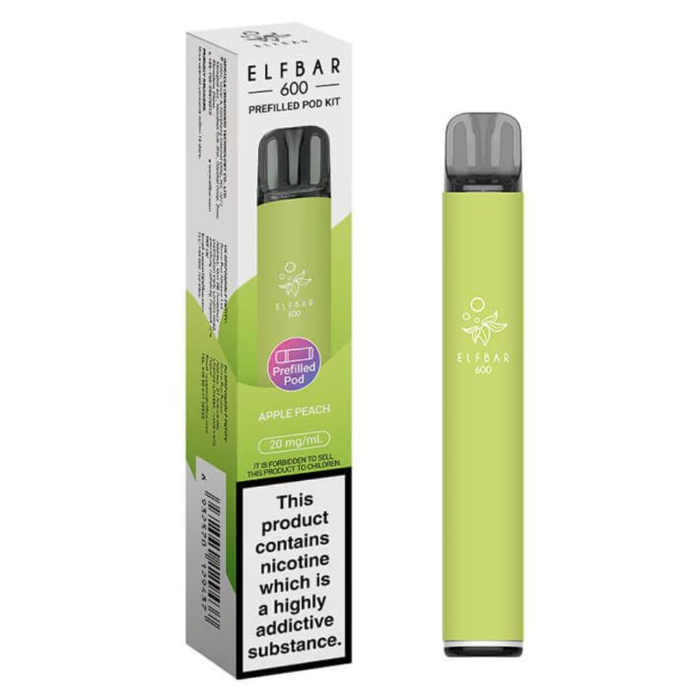  Apple Peach Elf Bar 600 Prefilled Pod Kit Box of 10